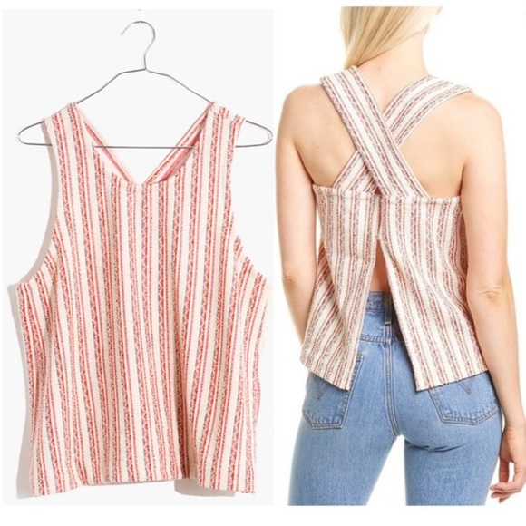 Madewell Tops - Madewell Bouclé Stripe Cross-Back Tank Top Small